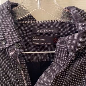 Denim & Flower Mens Button-Down in Navy Dot Print